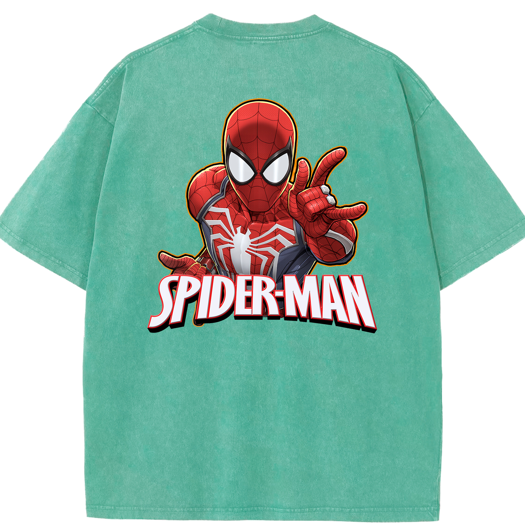 （画像用） Spider Man スパイダーマン 綿100% ヴィンテージ風 半袖Tシャツ（背面プリント）
